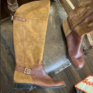 Naturalizer Over the Knee Boots in Brown and Tan